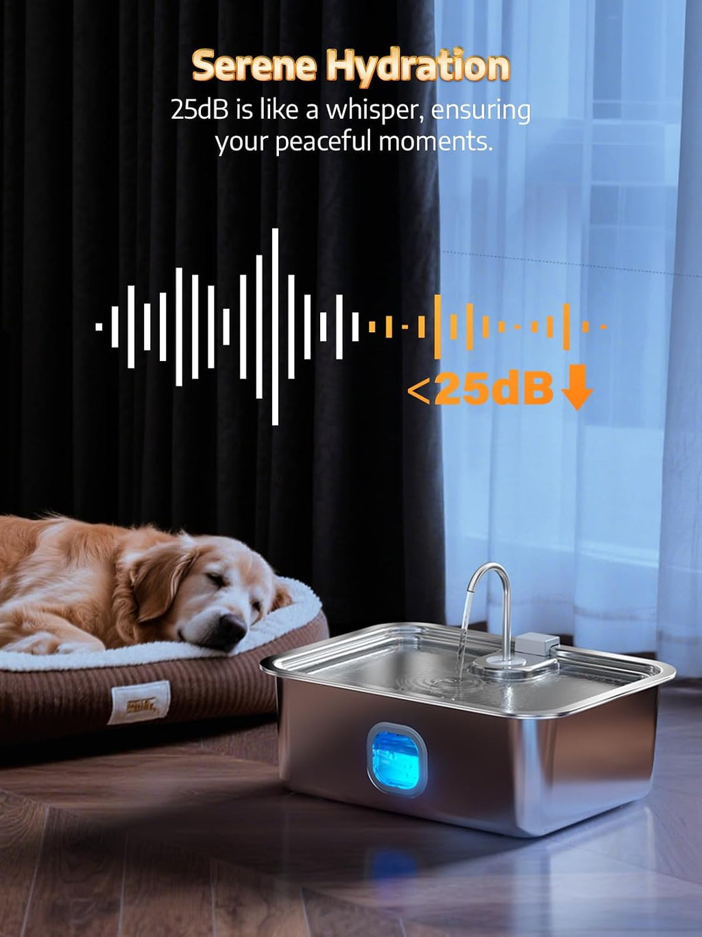 Clean aesthetic of Mailofy stainless steel pet fountain