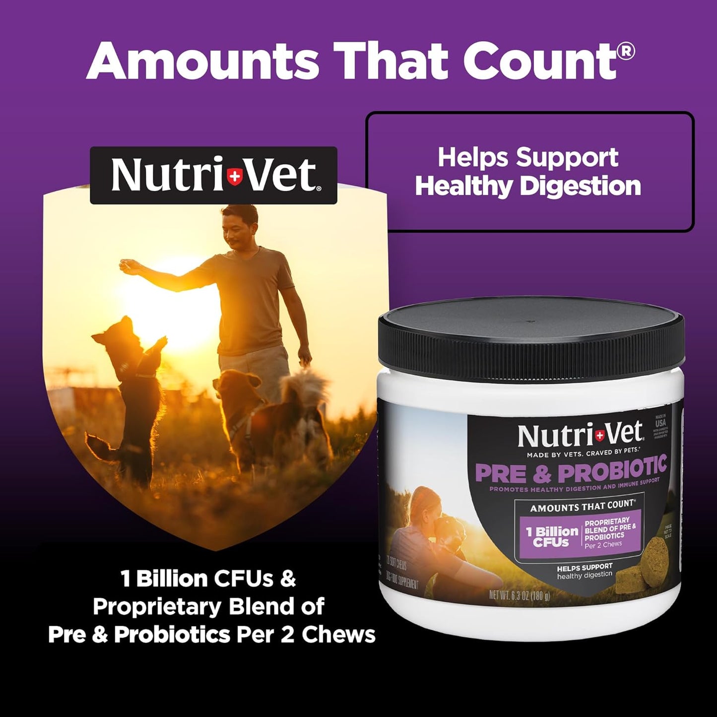 Nutri-Vet puppy probiotic liver and cheese flavor supplement facts label