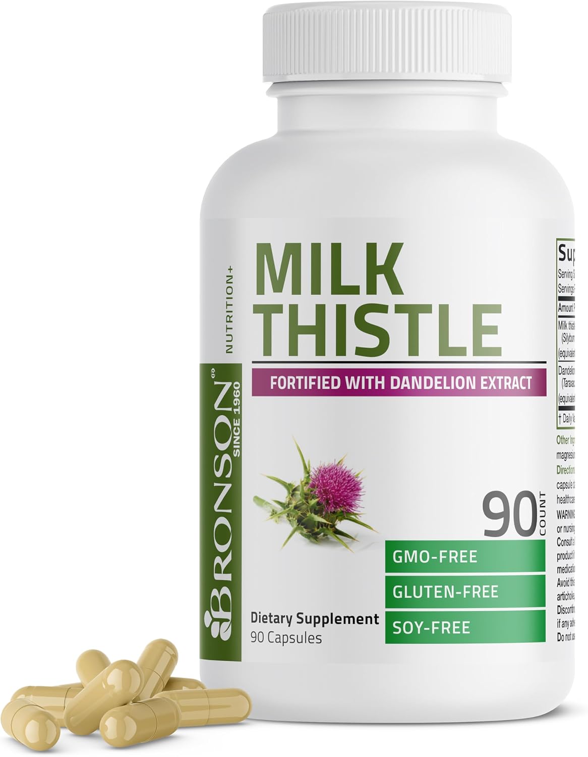 Bronson Milk Thistle Silymarin Marianum & Dandelion Extract, 120 Capsules - Image 9