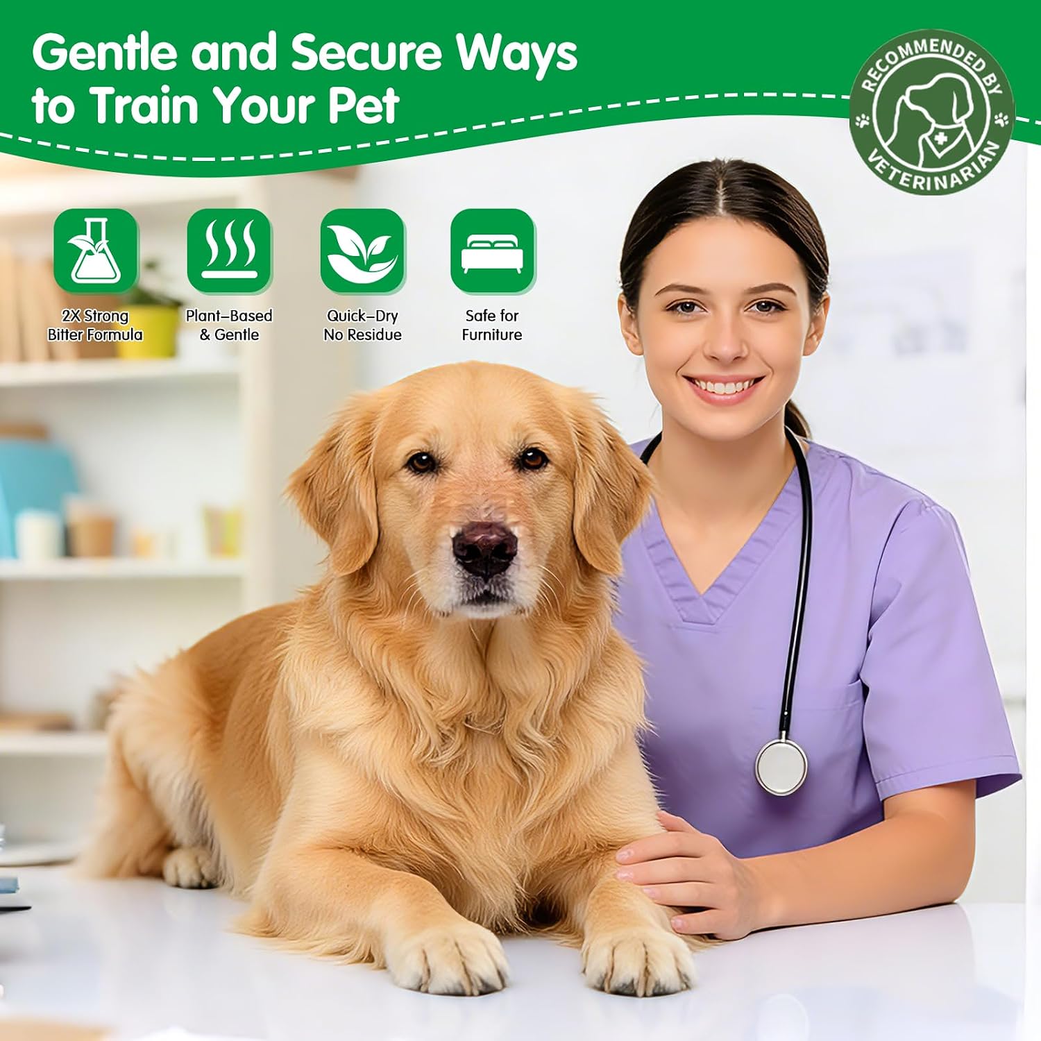 Natural ingredients dog no chew spray bottle packaging