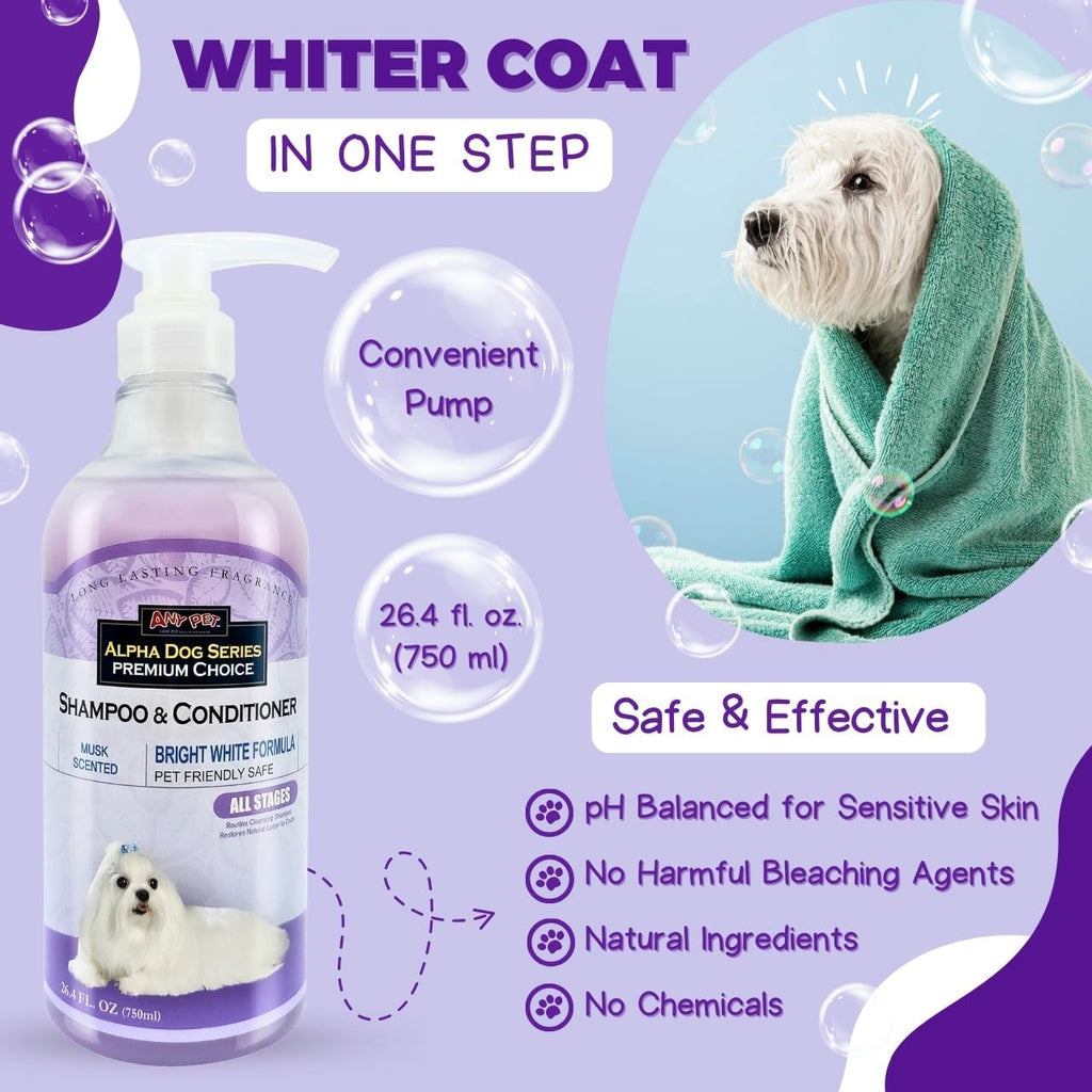 Bright White Grooming Natural Dog Shampoo and Conditioner with Aloe Vera, pH balanced Shampoo for Dogs, Tear-Free, Moisturizing Dog Shampoo for Sensitive Skin - 26.4 Oz - Image 3