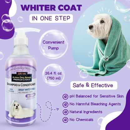 Bright White Grooming Natural Dog Shampoo and Conditioner with Aloe Vera, pH balanced Shampoo for Dogs, Tear-Free, Moisturizing Dog Shampoo for Sensitive Skin - 26.4 Oz - Image 3