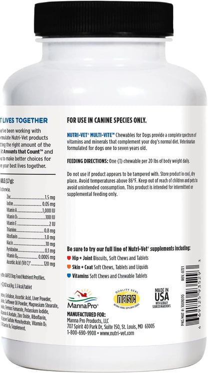 Nutri-Vet Multi-Vite Chewables for Adult Dogs, Daily Multivitamin & Mineral Supplement for Overall Health, Immune Support, and Balanced Nutrition, 180 Count - Image 10