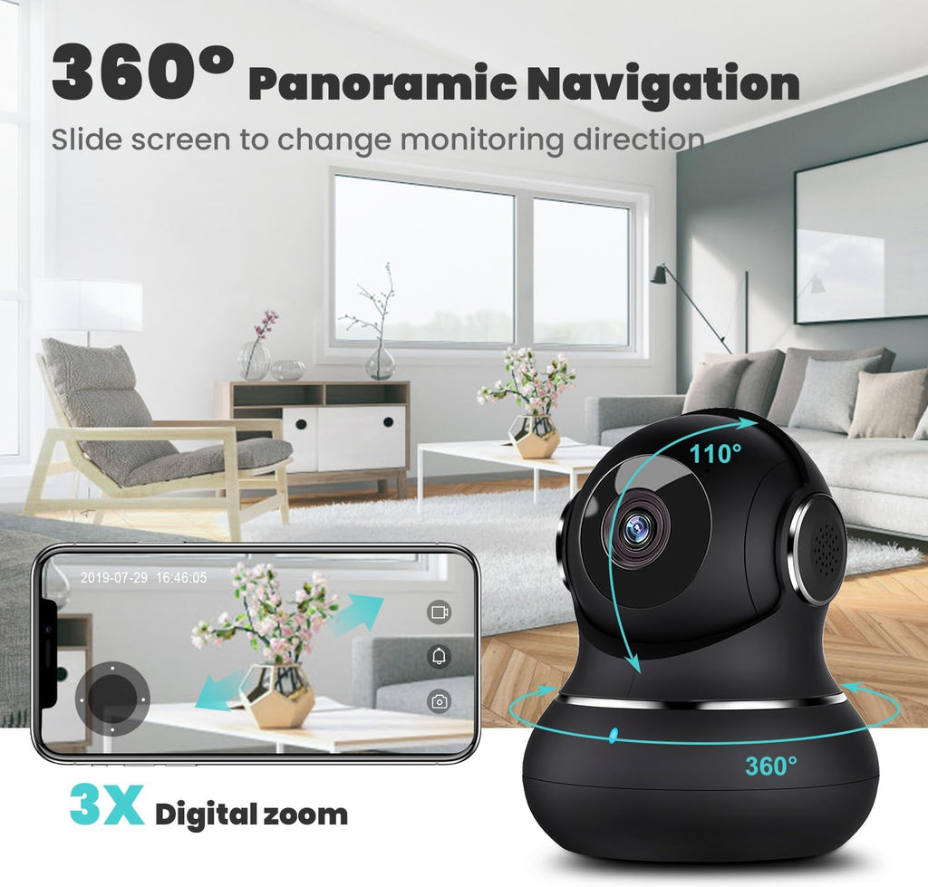 Litokam two way audio home camera system installed on a shelf