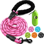 COOYOO heavy duty reflective dog leash front view showing the padded handle and snap hook.
