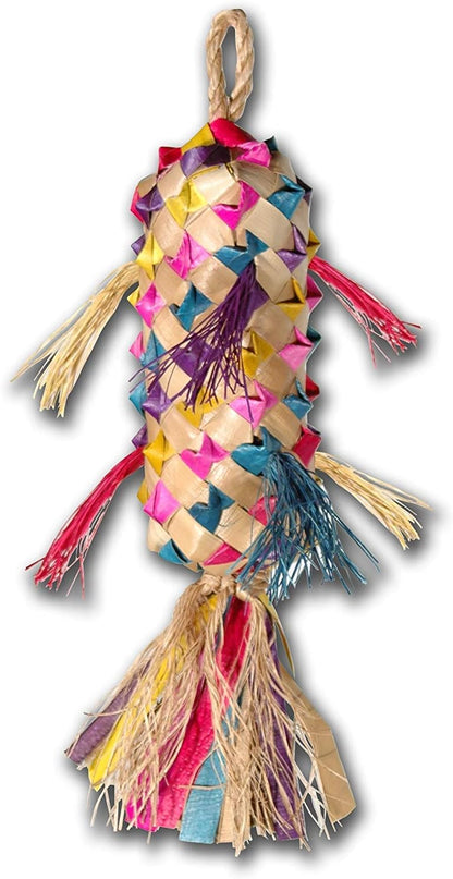 Close up of the non toxic colorful abaca fiber stuffing inside the Planet Pleasures pinata.