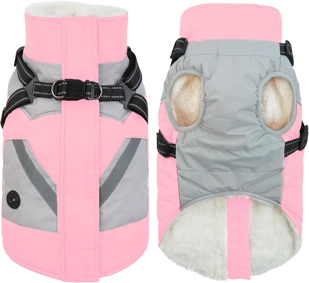 IECOii Dog Coat for Large Dogs, Orange, X-Large - Waterproof Winter Fleece Jacket with Harness, Turtleneck, Reflective Straps, Zipper Closure - Image 14