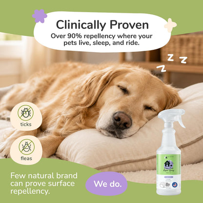 USDA Certified Biobased flea and tick spray for dogs and cats household pest protection.
