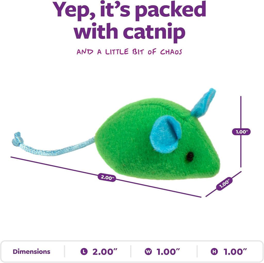SmartyKat catnip mice 15-pack packaging detail illustrating the pure and potent catnip feature.