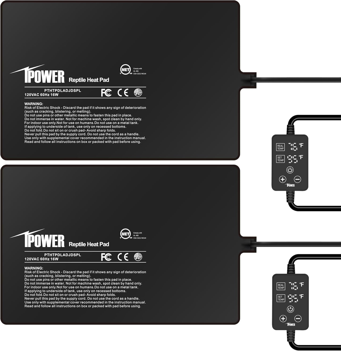 iPower 8 by 12-Inch 16W Reptile Heat Mat, Under Tank Warmer Terrarium Heat Pad for Turtles Lizards Frogs and Other Small Animals, Multi Sizes - Image 10