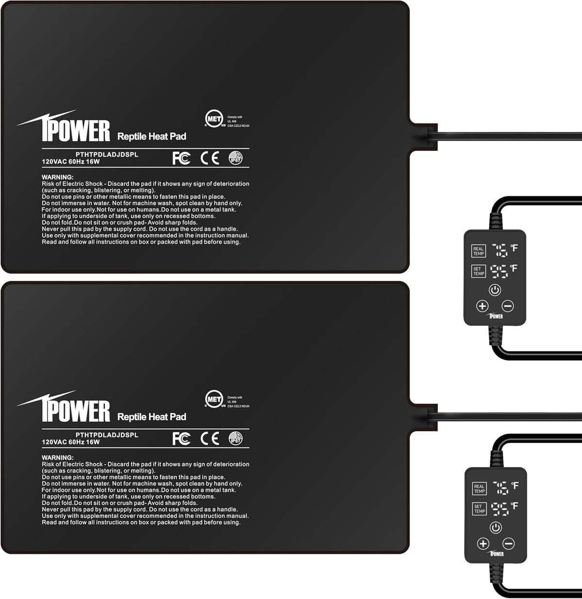 iPower 8 by 12-Inch 16W Reptile Heat Mat, Under Tank Warmer Terrarium Heat Pad for Turtles Lizards Frogs and Other Small Animals, Multi Sizes - Image 10