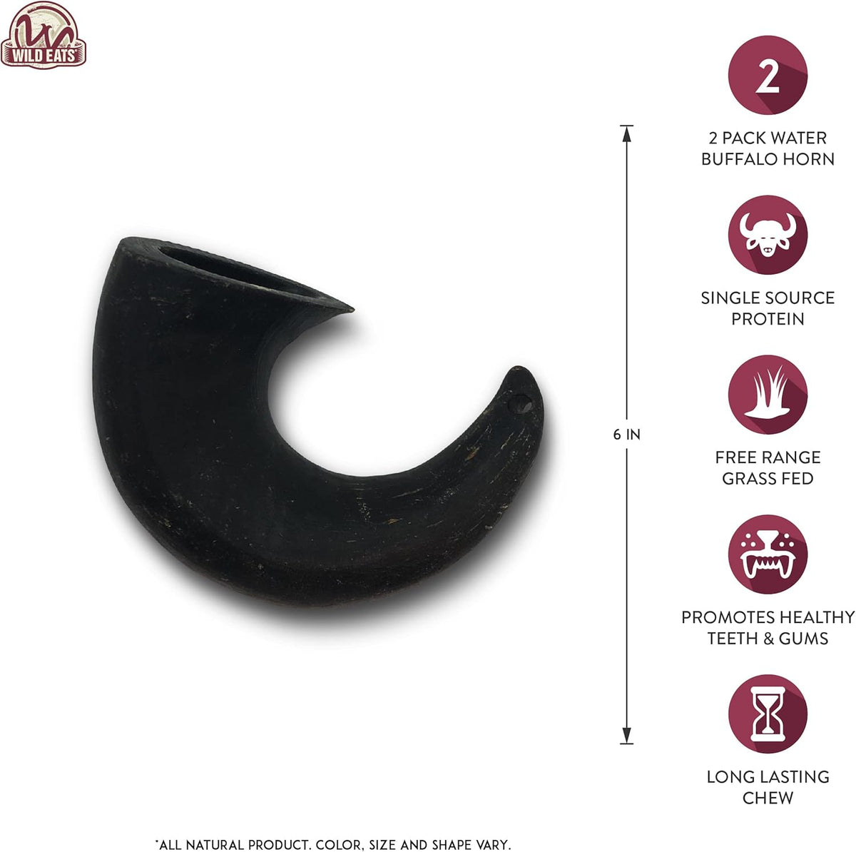 Two medium sized water buffalo horn chews for dogs