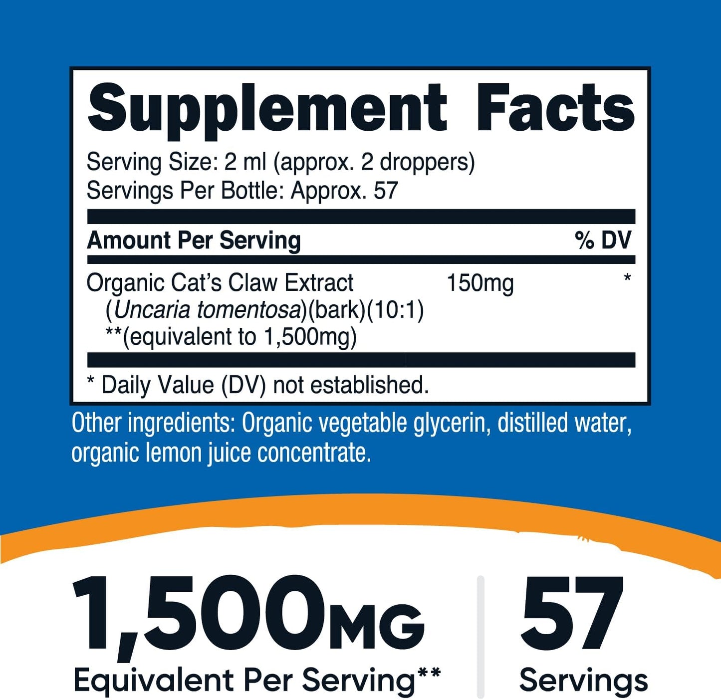 Nutricost Uncaria Tomentosa liquid tincture dietary supplement dropper close up