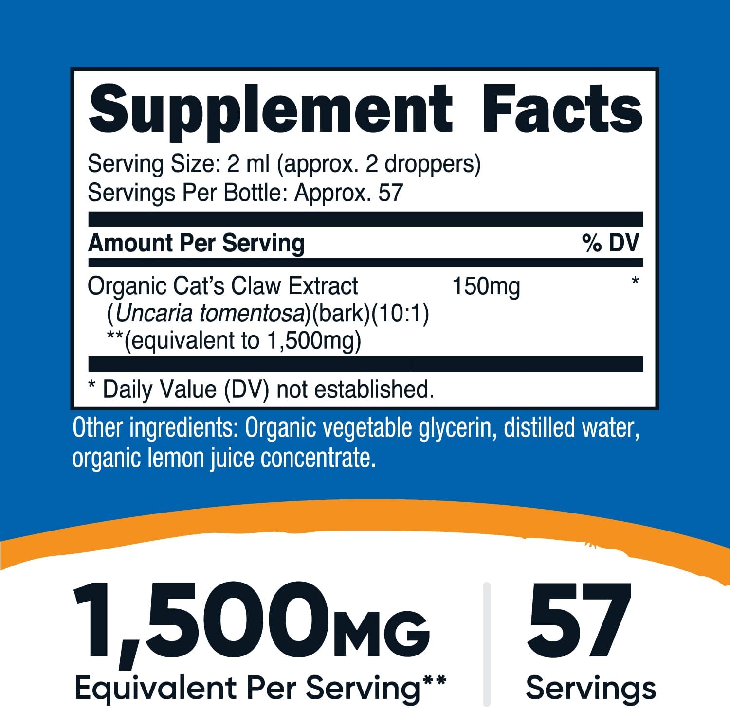 Nutricost Uncaria Tomentosa liquid tincture dietary supplement dropper close up