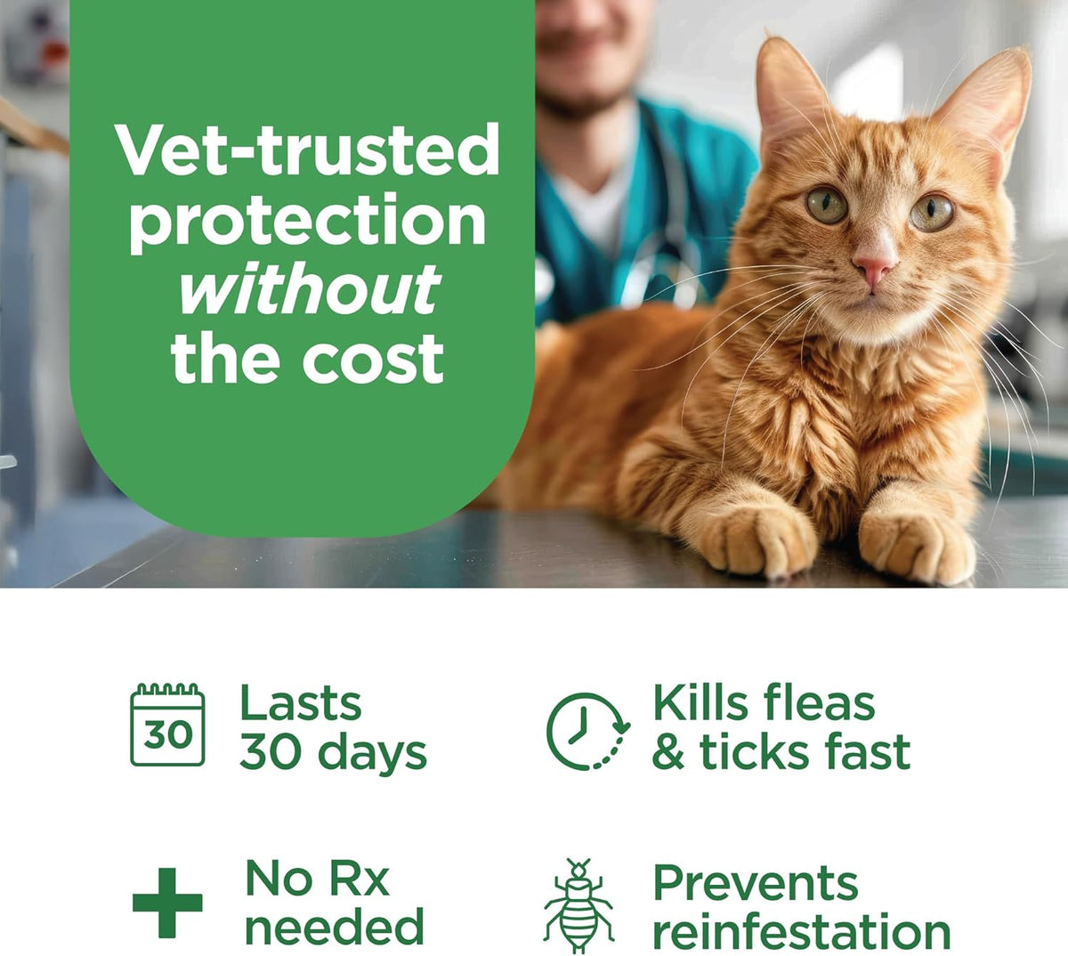Flea and tick control drops for kittens eight weeks and older close up view.