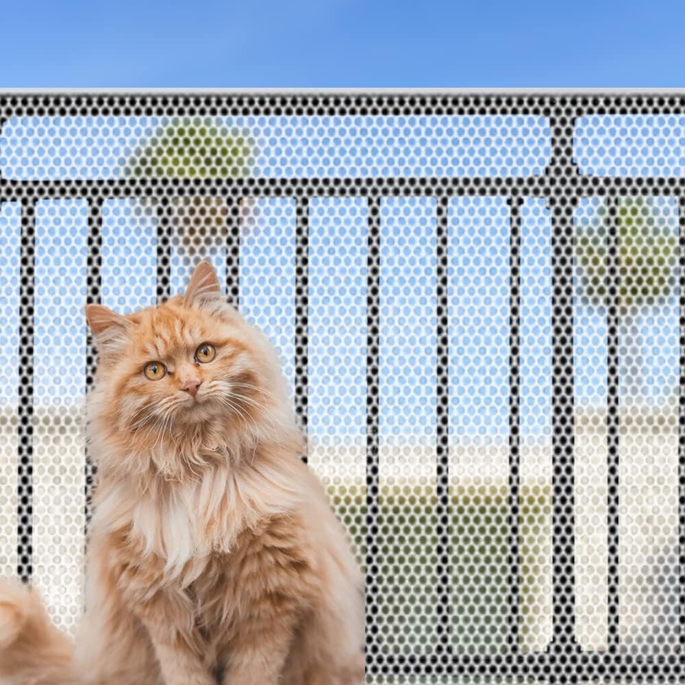 Piowet cat anti-fall netting installed on a balcony