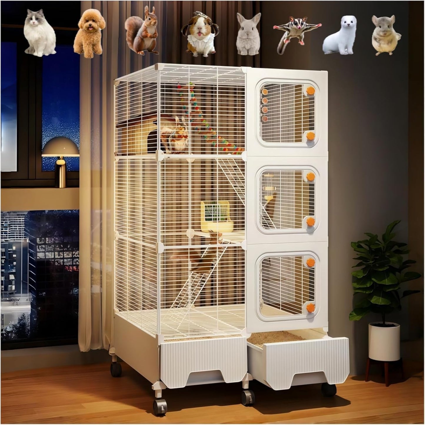 Large Multi-Level Small Animal Metal Cage Indoor Play Pen, Suitable for Ferrets, Squirrels, Guinea Pigs, Rabbits, Cats, Mice, Sugar Gliders Small Animal House and Enclosure (27.9" Lx 18.1" W x51.6 H) - Image 1