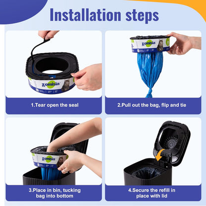 Zomisia dual-color cat litter refill bag showing the black interior