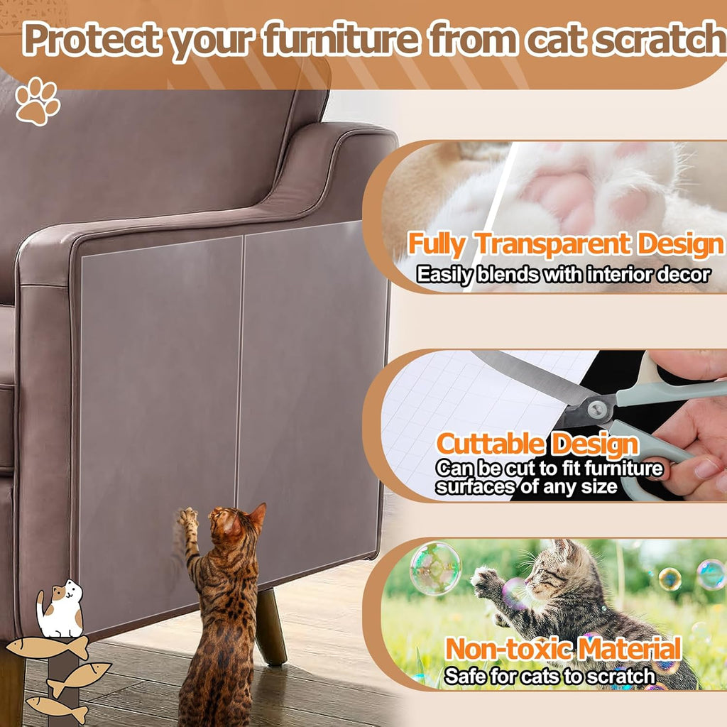 Applying peel and stick cat protector to leather furniture surface