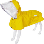 MAMORE waterproof dog raincoat front view showing the clear brimmed hood