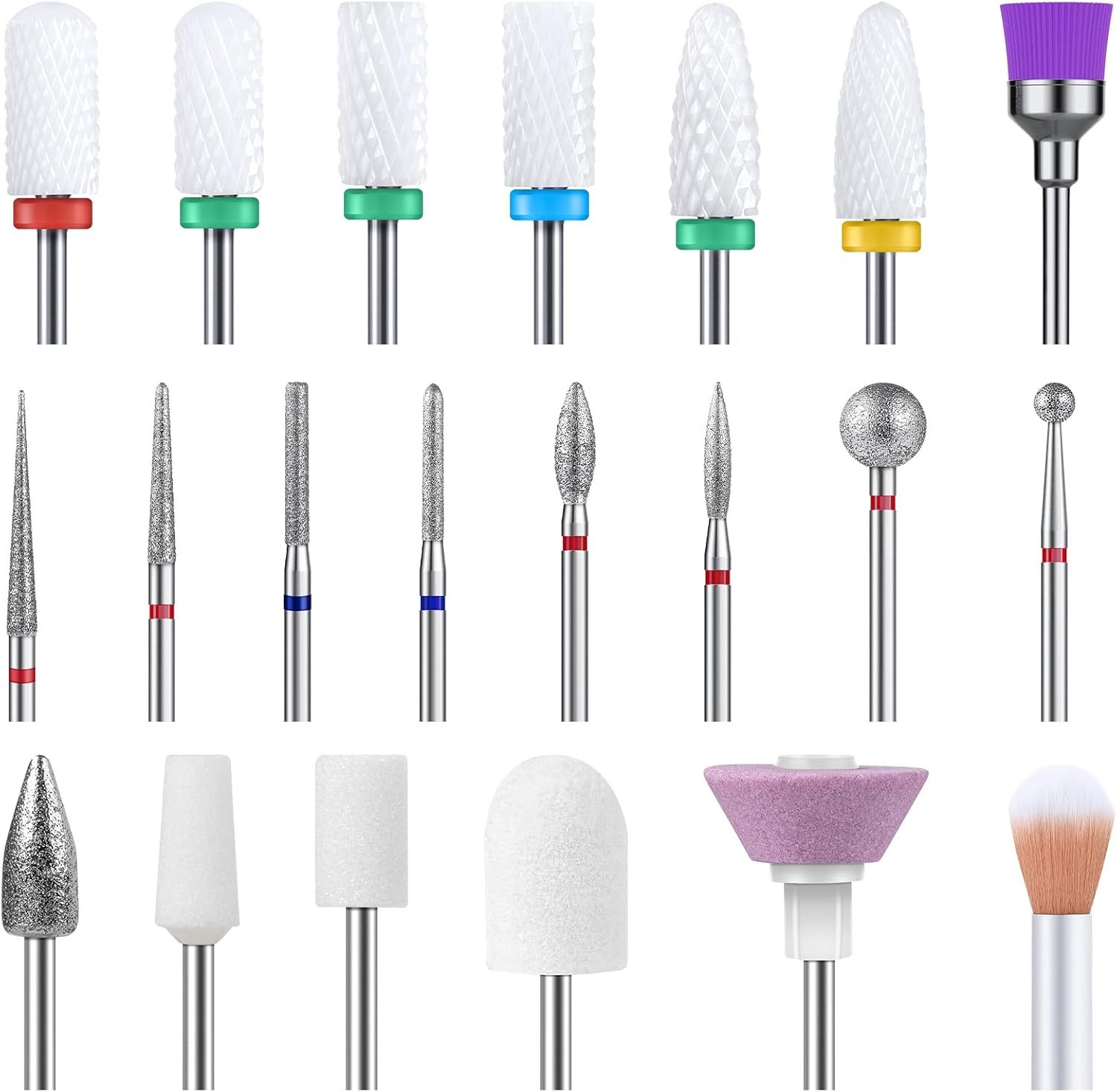 MelodySusie 21 pieces nail drill bit set front view kit
