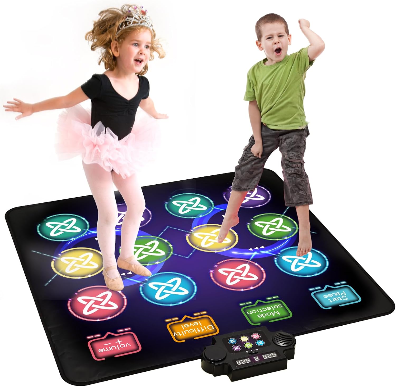 Gleamkid kids dance mat top view with LED lights