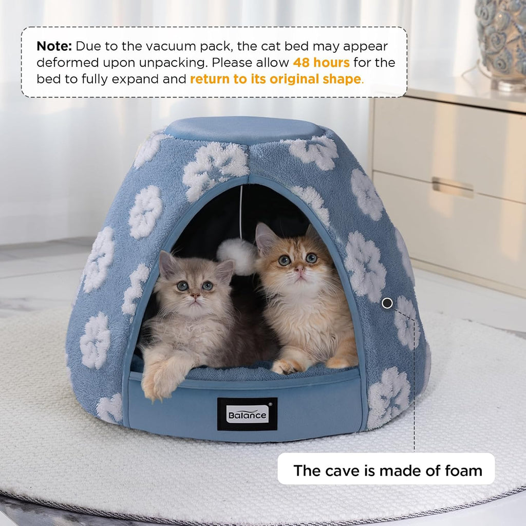 BALANCE cat cave bed with hanging toy ball