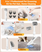 Rechargeable cordless pet clippers and trimmer guards included in the grooming set