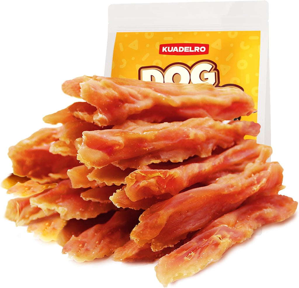 Kuadelro chicken jerky dog treats front packaging view