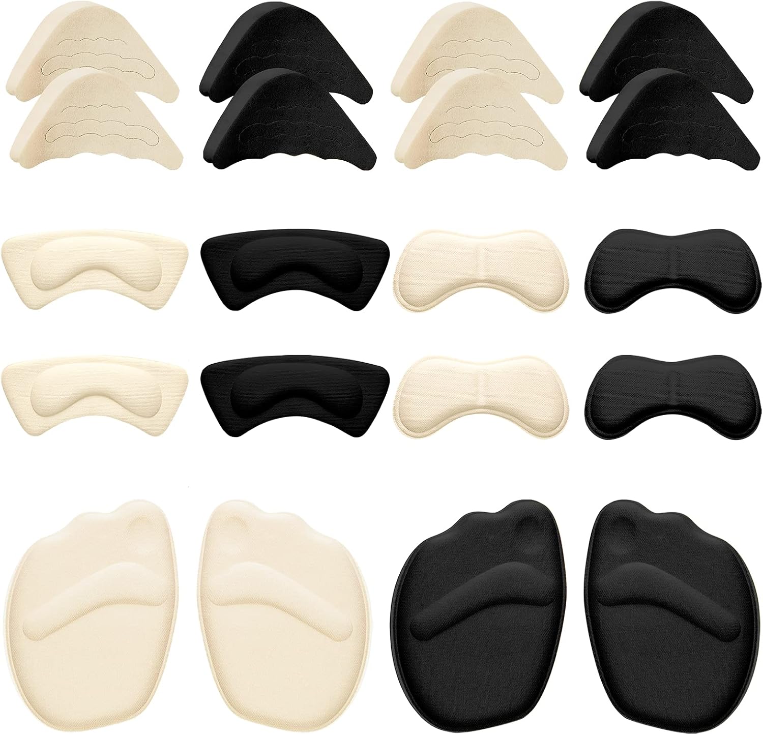 Geyoga 12 Pairs Heel Grips and Toe Fillers front view for shoe comfort