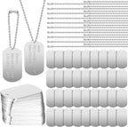 Yinkin 200 Pcs Personalized Military Dog Tags Set Including 100 Pcs Aluminum Blank Dog Tags for Engraving 100 Ball Steel Chain Rectangle Metal Blank Stamping Label for DIY Craft(Black) - Image 9