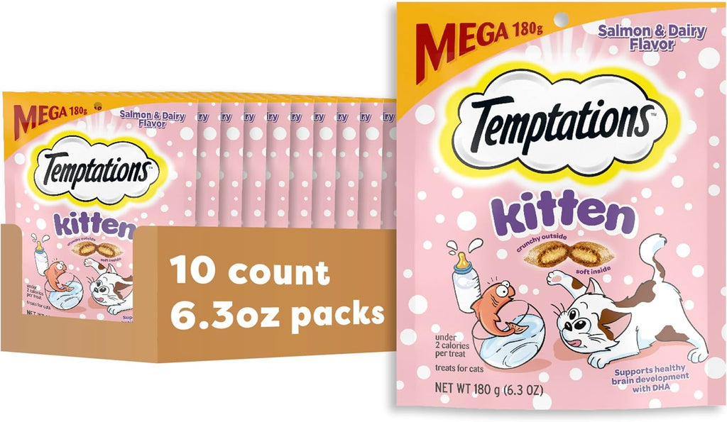 Temptations Kitten Treats Classic Crunchy and Soft Cat Treats Variety Pack, 6.3 oz. Pouches (Pack of 4) - Image 12