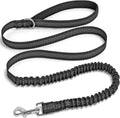 Mycicy bungee dog leash front view showing black reflective nylon webbing.