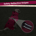 BRKURLEG rear view of pet raincoat showing secure back leg elastic ropes