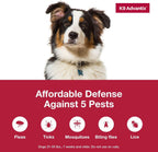 Elanco flea drops for large dogs two monthly treatments box side showing benefits