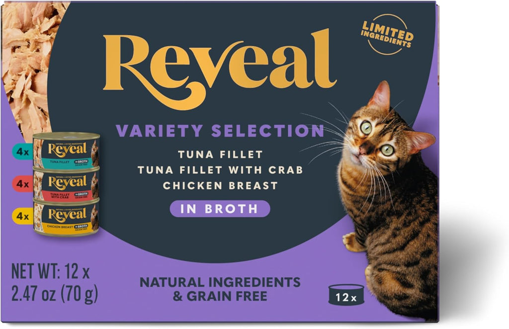 Reveal Fish Variety Pack Wet Cat Food in Broth 12-Pack 3-Flavor, High Protein, Limited Ingredient, Grain Free, Natural Canned Cat Food, No Fillers, No By-Products (12 x 2.47 oz Cans) - Image 9