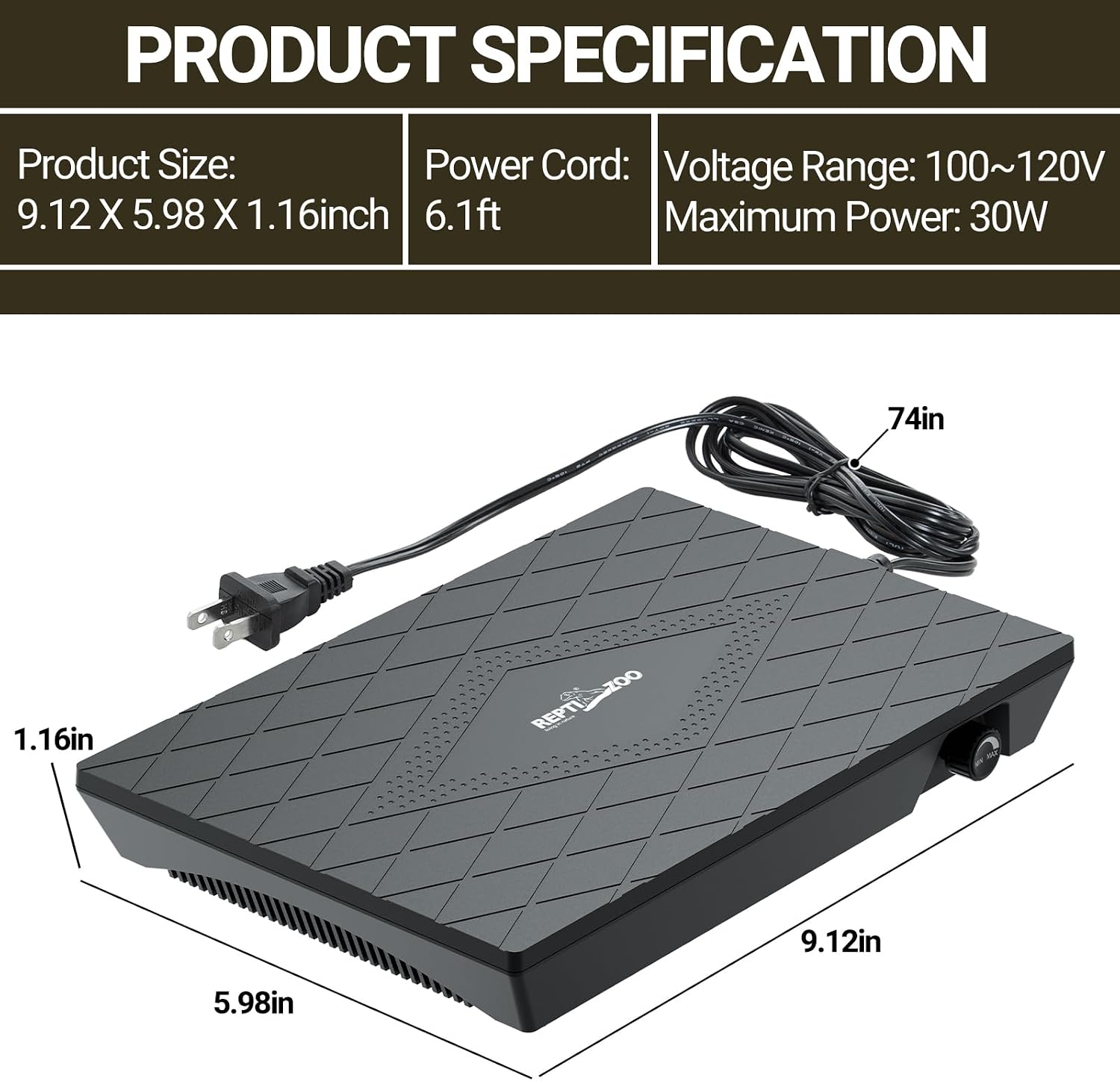 REPTI ZOO 30W thermal plate mounted inside a terrarium setup for geckos