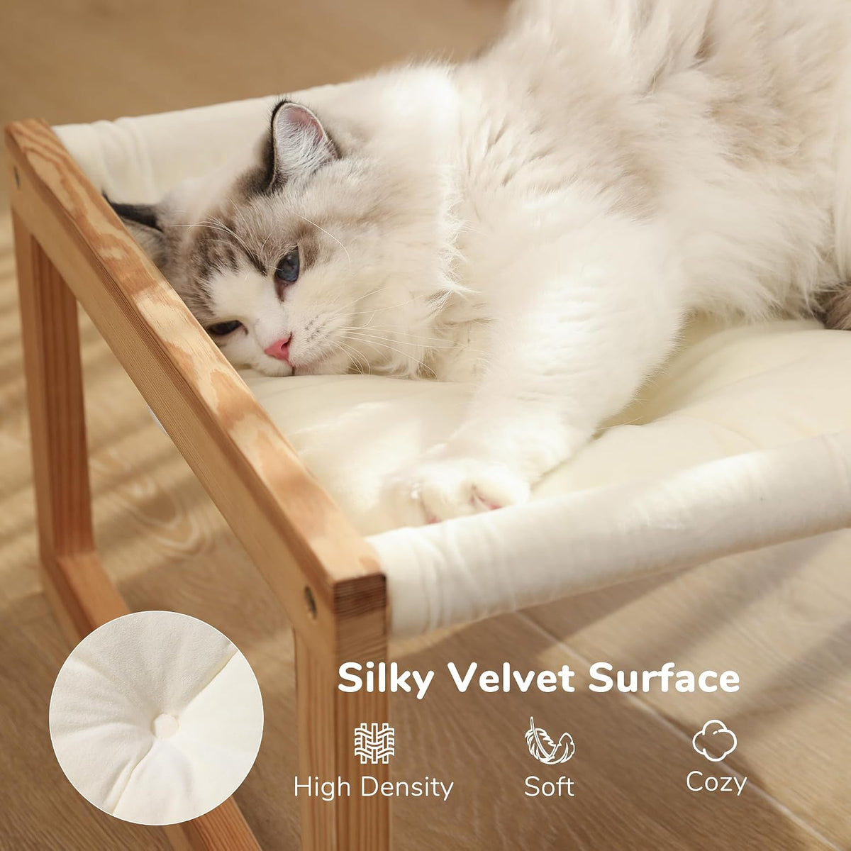 Fukumaru cat bed plush velvet cushion detail