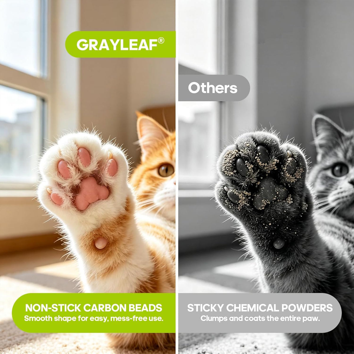Pouring Grayleaf dust free deodorizer pellets into a multi cat litter box