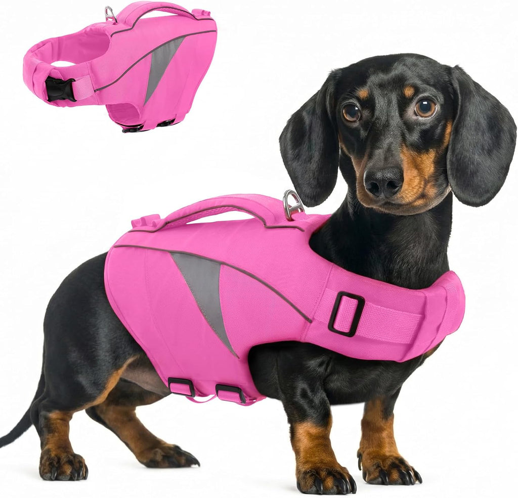 Queenmore Dog Life Jacket, Dogs Life Vest for Swimming, Dog lifejacket for Medium Dogs, Floating Doggy Jackets for Boating Kayaking, Adjustable Preserver with High Buoyancy and Rescue Handle(Pink,M) - Image 11