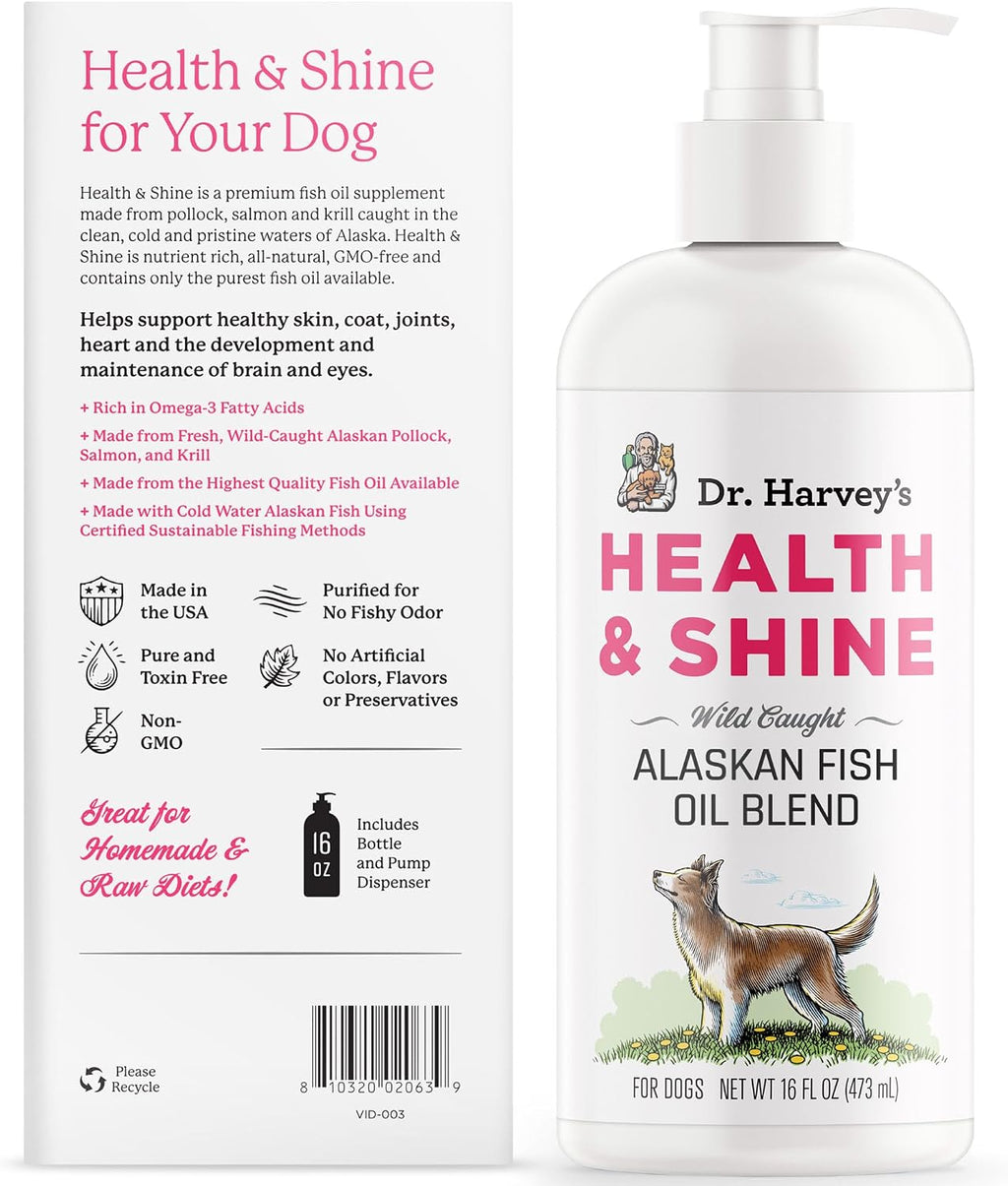 Authentic Dr. Harvey's premium pet care collection displaying the natural marine lipid formula.