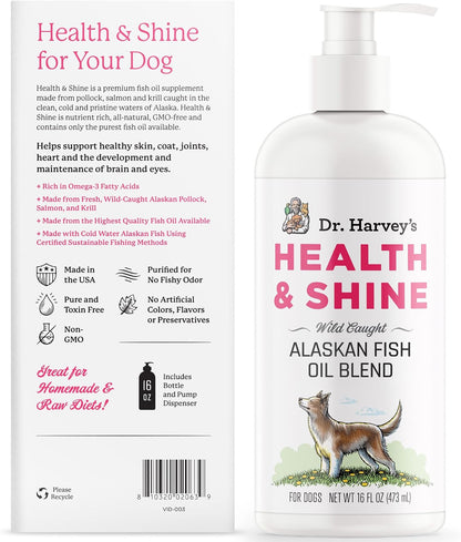 Authentic Dr. Harvey's premium pet care collection displaying the natural marine lipid formula.