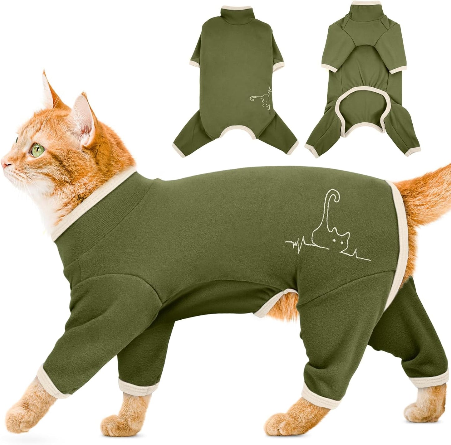 Cat Pajamas for Cats Only, Sticky Hair Cat Clothes, Sphynx Hairless Cats Sweater, Recovery Suit After Surgery, Prevent Lost Hair Kitten Onesie Shirts Costumes Outfits for Pet - Image 9