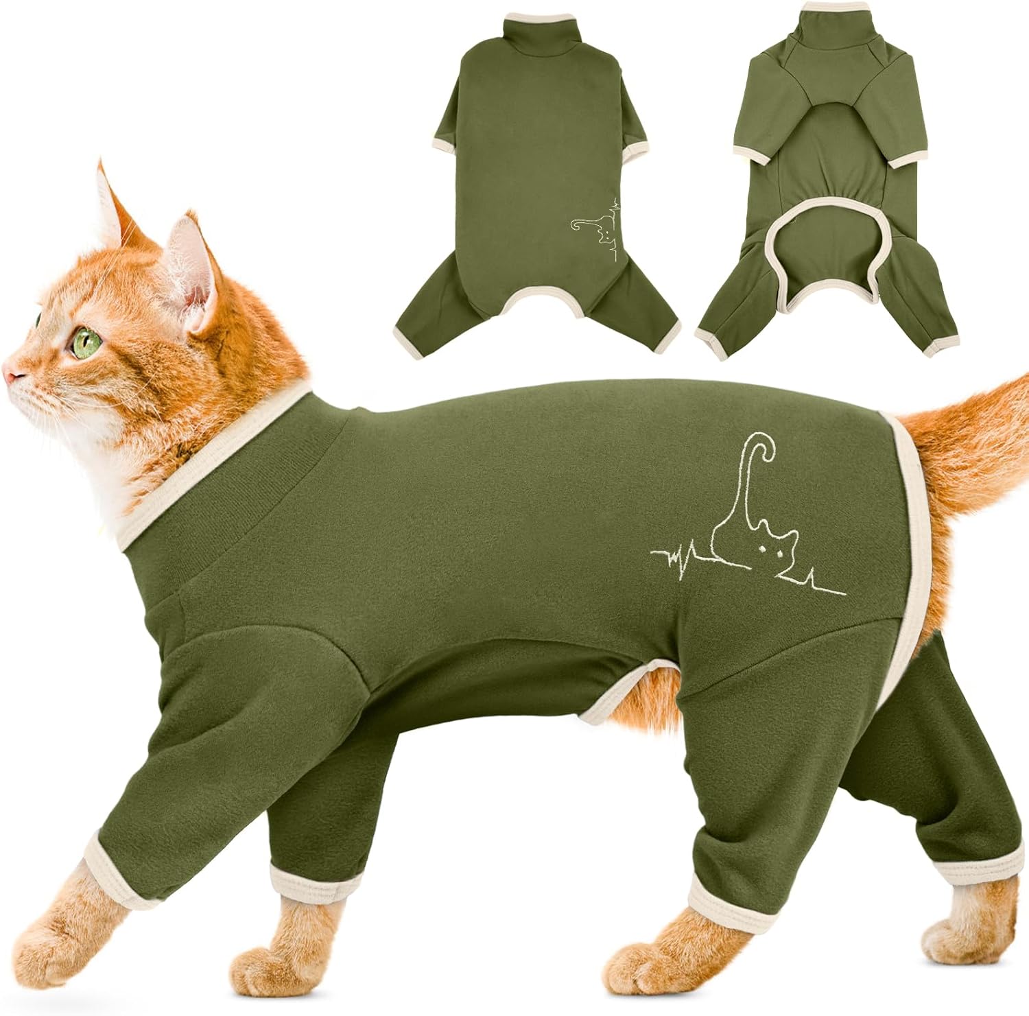 Cat Pajamas for Cats Only, Sticky Hair Cat Clothes, Sphynx Hairless Cats Sweater, Recovery Suit After Surgery, Prevent Lost Hair Kitten Onesie Shirts Costumes Outfits for Pet - Image 9