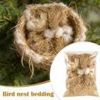 Wild bird nesting material placed in an outdoor feeder
