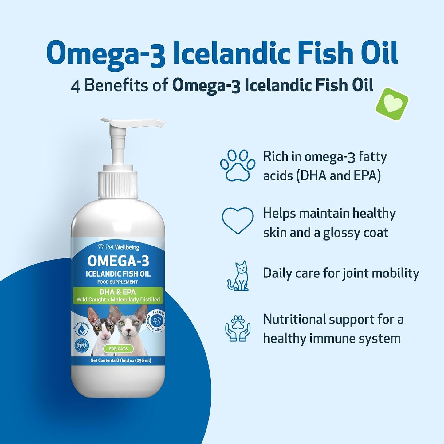 Natural marine lipid supplement for feline joint mobility and immune support