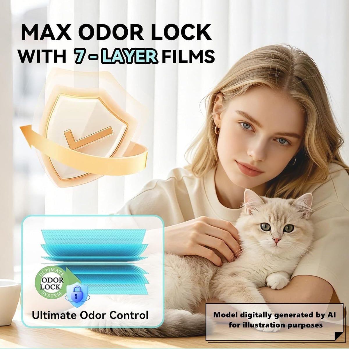 Thick leak proof cat litter refill roll showing point cut perforations