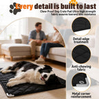 Brobear chew resistant medium dog crate pad installed securely in a pet playpen.