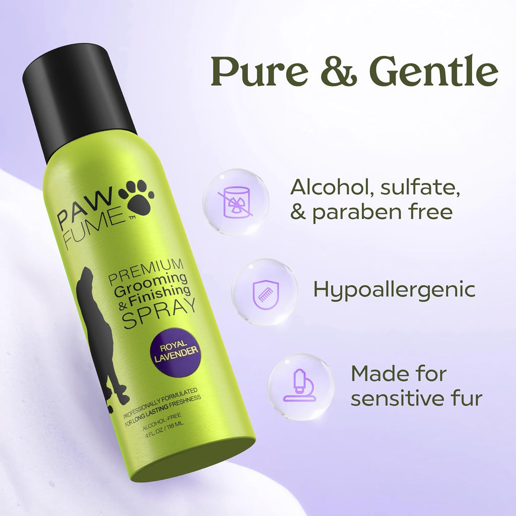 Premium USA imported Paw Fume pet cologne and de-shedding shampoo for sensitive skin.