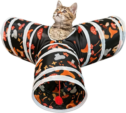 3 Way Cat Tunnel Collapsible Fun Pet Play Tube Toys for Cats, Kittens, Puppies & Rabbits - Portable Tunnel with Hanging Ball for Indoor Play, Hideout & Exercise - Image 10